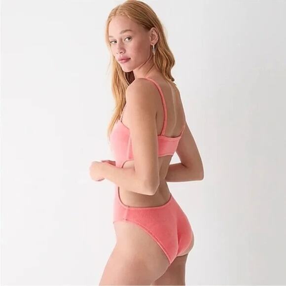 NWT J.Crew Cutout Bandeau One Piece Terry Cloth Plus Size 18 Coral Pink #2917 - Picture 5 of 12